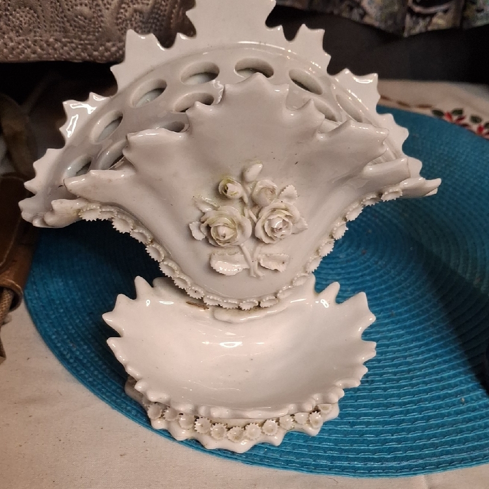White Ceramic Floral Dish Set